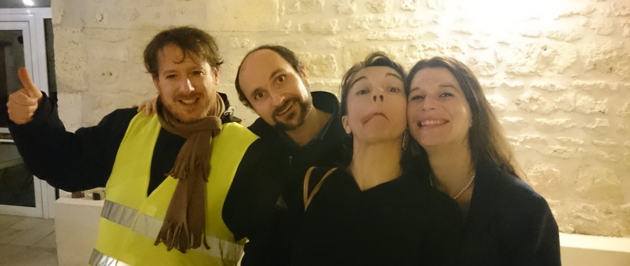 Les quatres membres de la mule posent après le concert du logis de Bournet